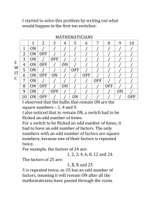 Switch Puzzle Solution: Square Numbers & Factors