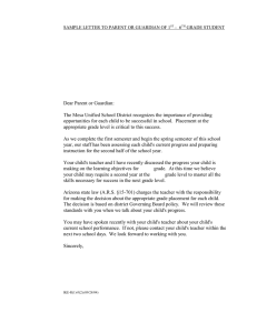 Grade Retention Letter: Mesa Unified School District