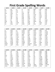 First Grade Spelling & Sight Words List