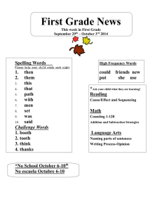 First Grade News Spelling Words  1.