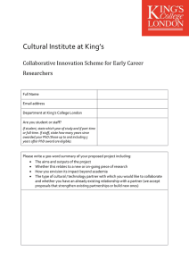 Cultural Institute at King’s  Collaborative Innovation Scheme for Early Career Researchers