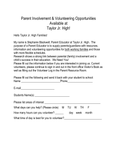 Parent Involvement &amp; Volunteering Opportunities Available at Taylor Jr. High!