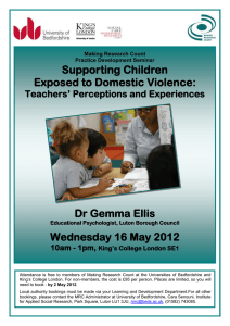 Supporting Children Exposed to Domestic Violence:  Dr Gemma Ellis