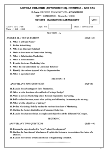 LOYOLA COLLEGE (AUTONOMOUS), CHENNAI – 600 034