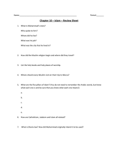 Chapter 10 – Islam – Review Sheet