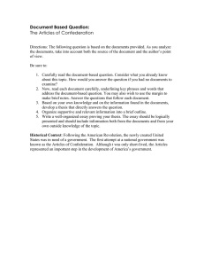 Document Based Question: The Articles of Confederation