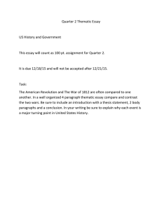 Quarter 2 Thematic Essay  US History and Government