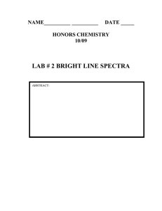 LAB # 2 BRIGHT LINE SPECTRA HONORS CHEMISTRY