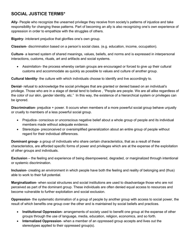 SOCIAL JUSTICE TERMS*