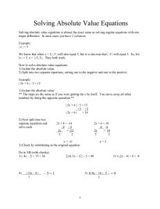 Solving Absolute Value Equations