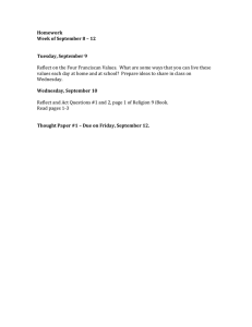Homework Week of September 8 – 12  Tuesday, September 9
