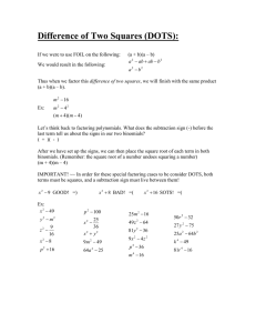 Factoring: Difference of Squares & Perfect Trinomials