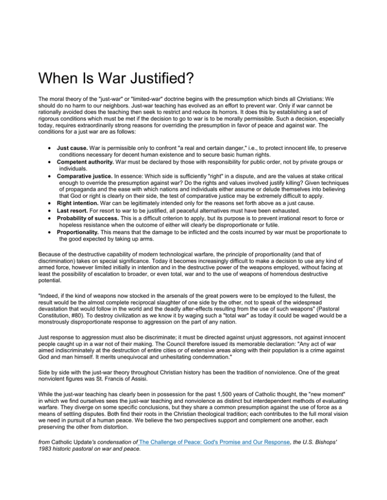 essay on is war ever justified