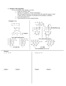 1.  Absolute Value Equations