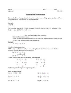 Name ____________________________________________ Date ___________ Color _______ Algebra I  Ms. Hahl