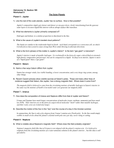 Astronomy 12, Section 109 Worksheet 9 The Outer Planets – Jupiter