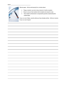 Name _________________________________ Minute paper:  Write continuously for a minute about