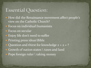 How did the Renaissance movement affect people’s Focus on individual\humanists