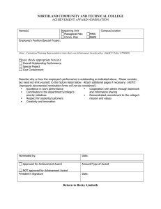 NORTHLAND COMMUNITY AND TECHNICAL COLLEGE ACHIEVEMENT AWARD NOMINATION