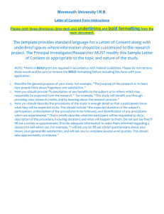 underlining bold formatting Monmouth University I.R.B.