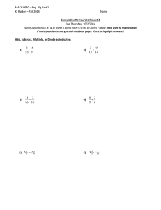MATH 0930 – Beg. Alg Part 1  Name __________________________
