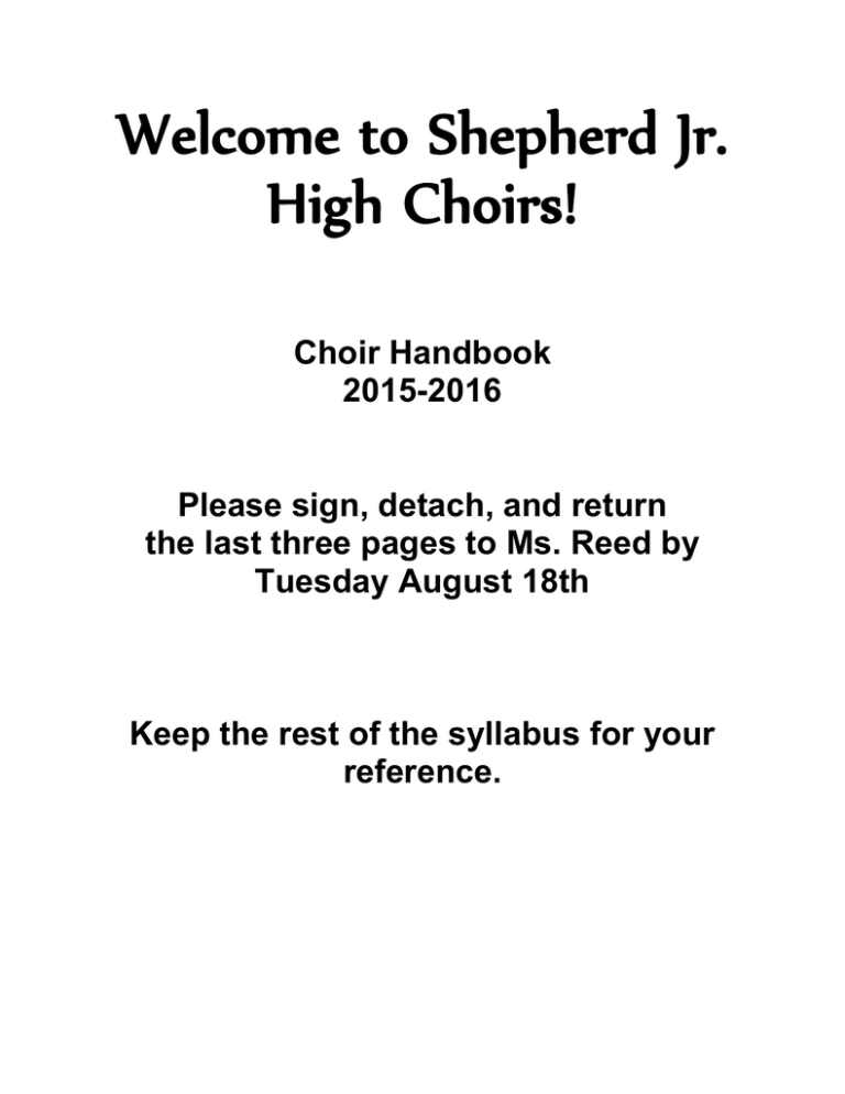 to Shepherd Jr. High Choirs!