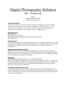 Digital Photography Syllabus Mrs. Tredinnick