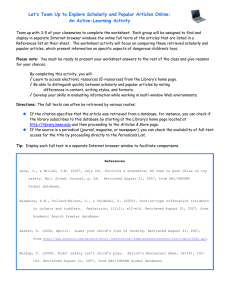 Let’s Team Up to Explore Scholarly and Popular Articles Online:
