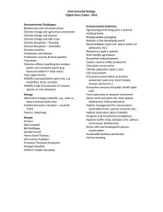 Environmental Biology Digital Story Topics - 2012  Environmental Challenges:
