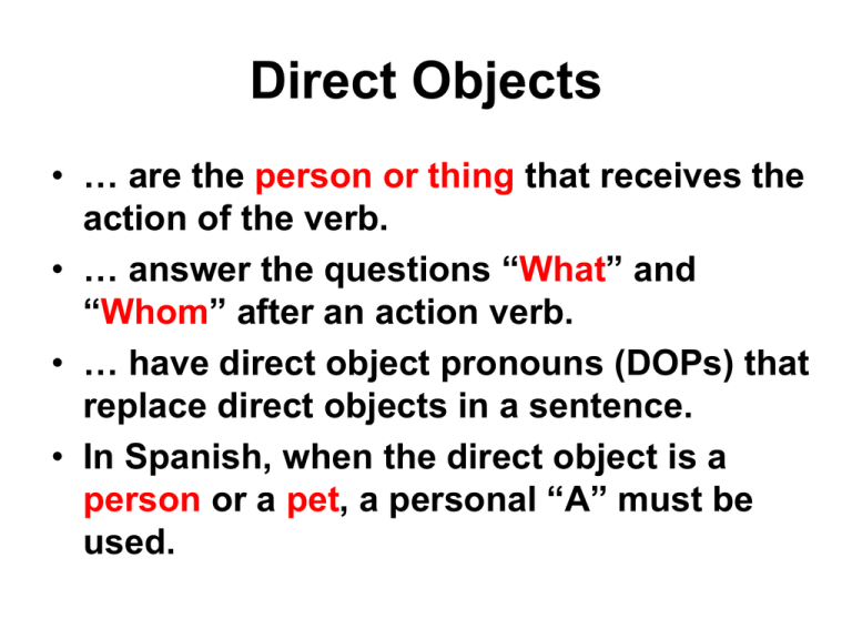 How To Explain Direct Objects In Spanish