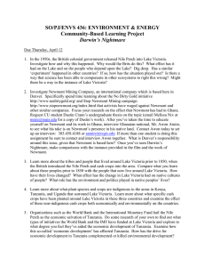 SO/PJ/ENVS 436: ENVIRONMENT &amp; ENERGY Community-Based Learning Project Darwin’s Nightmare