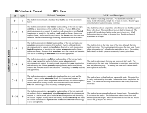 IB Criterion A: Content       ... IB Level Descriptor MPS Level Descriptor IB