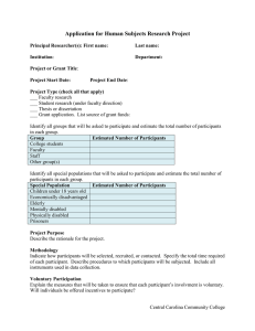 Application for Human Subjects Research Project
