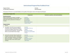 Instructional Program Plan Feedback Form Program Name: Division: