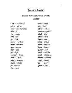 Caesar's English Lesson XIV: Cumulative Words & Stems