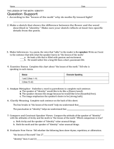 Poetry Analysis: Moth & Identity Worksheet