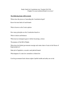 Study Guide for Constitution test: Tuesday Feb.23rd