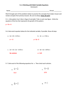 Multi-Variable Equations Homework: Linear Equations & Graphing