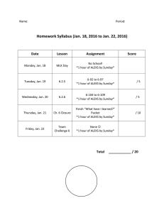 Homework Syllabus (Jan. 18, 2016 to Jan. 22, 2016) Date Lesson