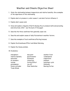 Weather and Climate Objective Sheet