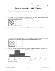 – Unit 1 Review General Chemistry