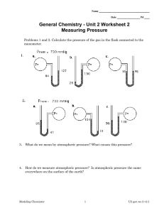 General Chemistry - Unit 2 Worksheet 2 Measuring Pressure