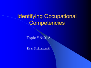 Identifying Occupational Competencies Topic # 6401A Ryan Stokoszynski