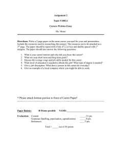Assignment 2  Topic # 6402A Careers Written Essay