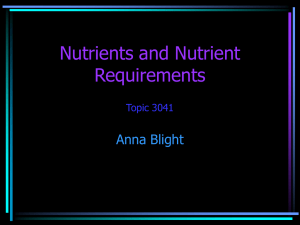 Nutrients and Nutrient Requirements Anna Blight Topic 3041