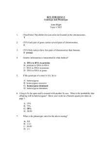 Genotype & Phenotype Quiz Key - Genetics Practice