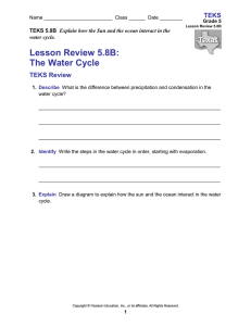 Water Cycle Worksheet: Sun & Ocean Interaction (Grade 5)