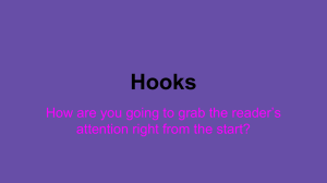 Hooks How are you going to grab the reader’s