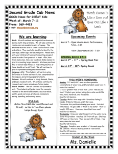 Second Grade Cub News We are learning: Upcoming Events