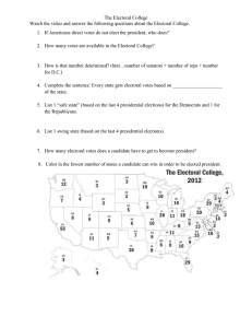 Electoral College Worksheet: US Presidential Elections